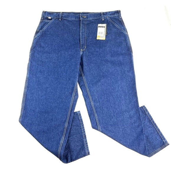 New Carhartt Mens Flame Resistant Signature Denim Dungaree FRB13 DNM 42 x 33 - Picture 2 of 16